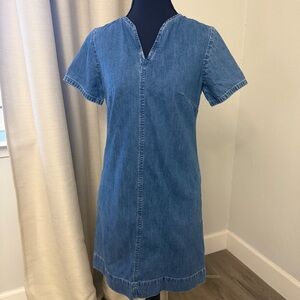 J. Crew Indigo Denim V-Neck Dress